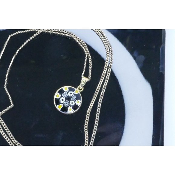 Signed AMV Italian Art Glass Flower Sterling Silver Pendant Necklace - Picture 8 of 8